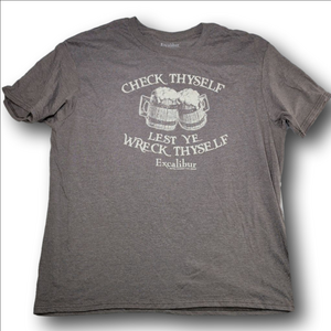 Men's Excalibur Brown "Check Thyself" Short Sleeve Tee XXL